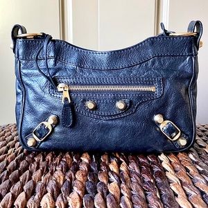 Balenciaga Black Hip Bag Giant Gold Hardware